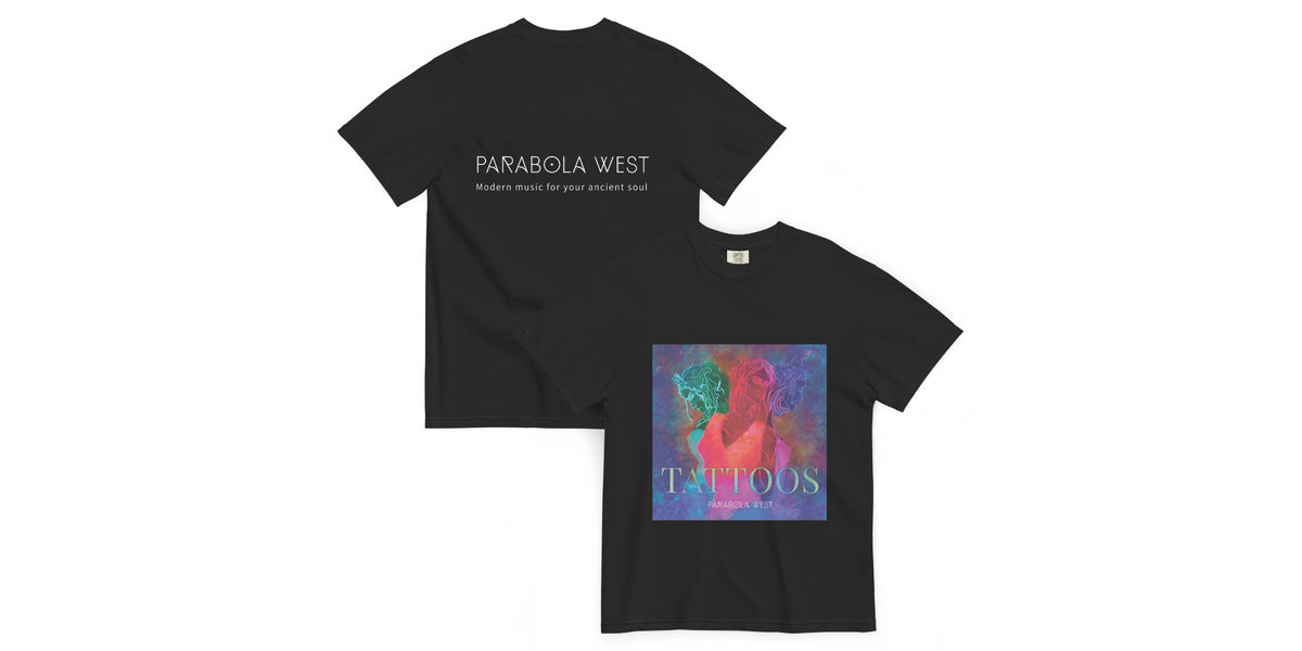 Tattoos unisex t-shirt in black, front and back